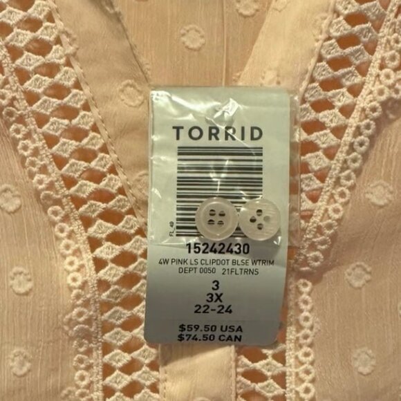 NWT Torrid Clipdot Blouse with Trim - Picture 5 of 7